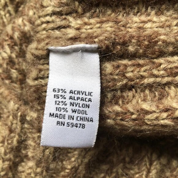 Like love, Brown & White knit, cowl-neck, wool/alpaca blend, sweater, Sz: Small - Picture 6 of 9